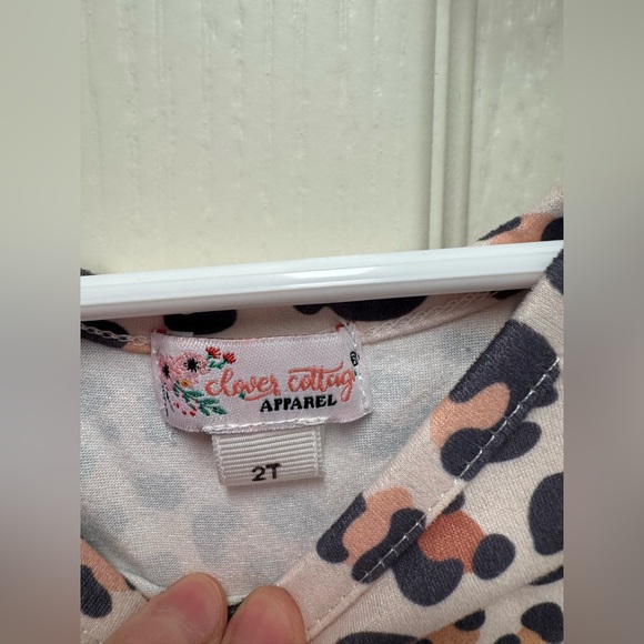 Toddler Leopard Print Long Sleeve Dress 2T, pink, stretchy - Picture 3 of 3